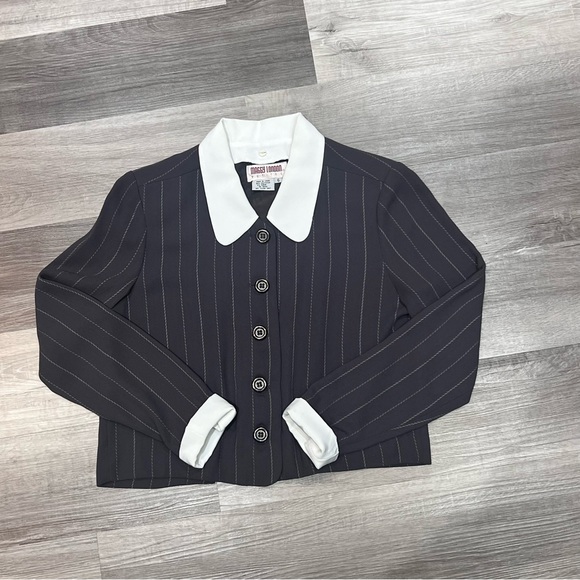 Maggie London vintage gray pinstriped Pant Suit sz 6P - Picture 4 of 13